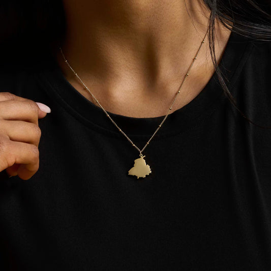 Panjab necklace Punjab premium pendant – Sikh symbol jewellery in gold and silver