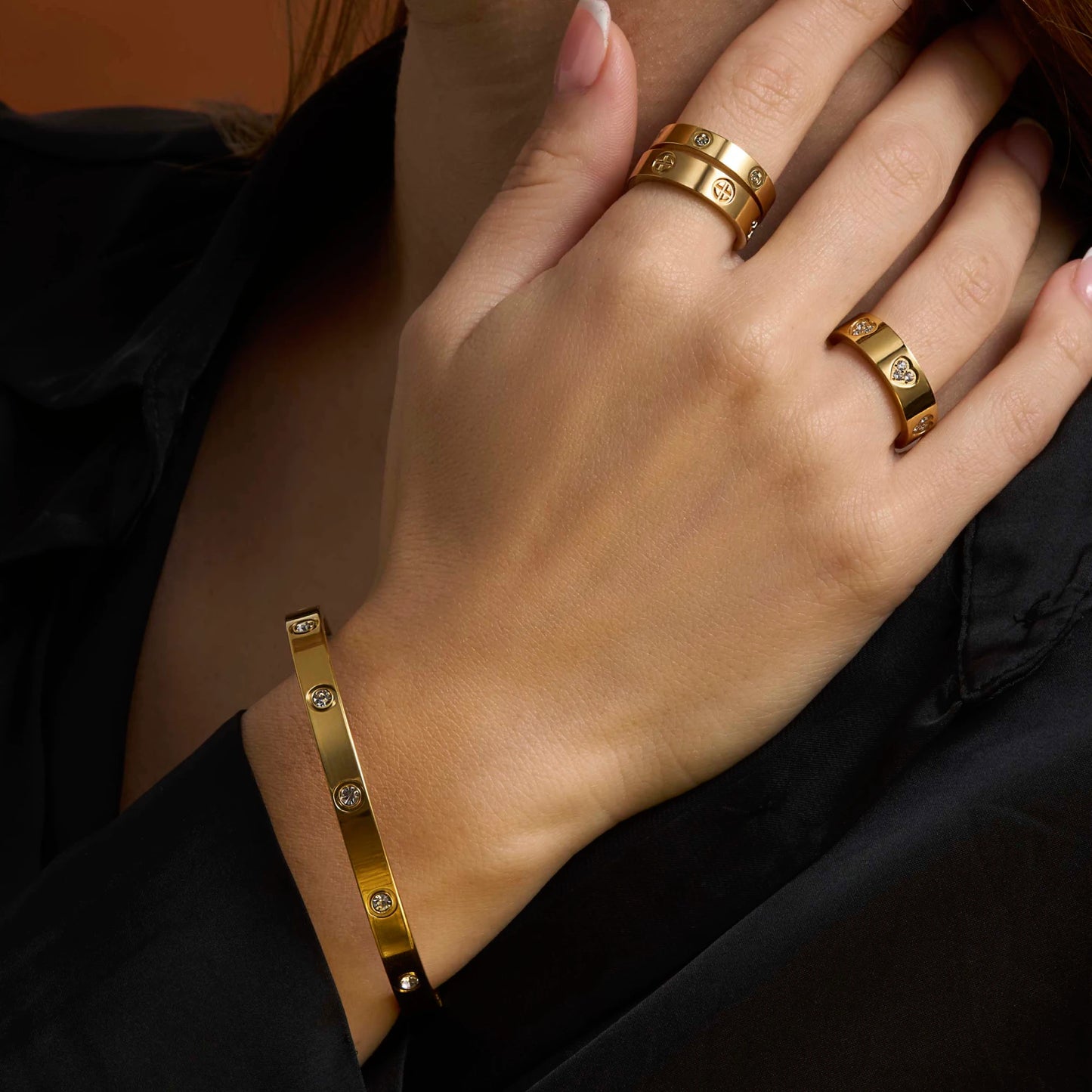 Timeless Stone Bracelet + Ring 14k Gold Signature Set
