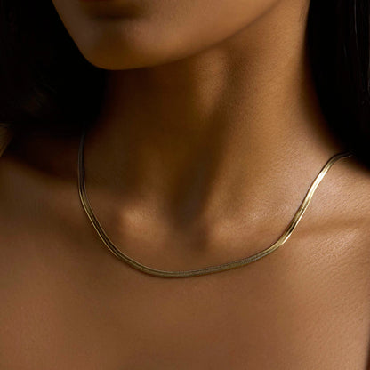 Noor Sleek Necklace + Bracelet 14k Gold Signature Set