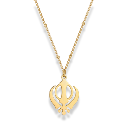 Khanda necklace premium pendant – Sikh symbol jewellery in gold and silver