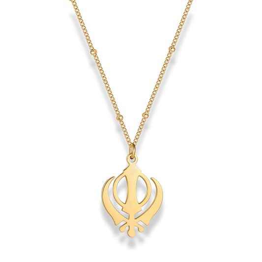 Khanda necklace premium pendant – Sikh symbol jewellery in gold and silver