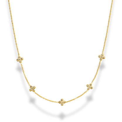 Pavé Flora Necklace + Bracelet 14k Gold Signature Set
